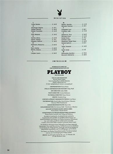 Playboy Sonderheft Inhaltsverzeichnis