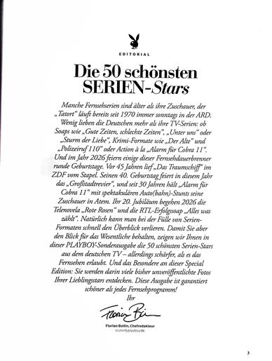 Playboy Sonderheft Inhaltsverzeichnis