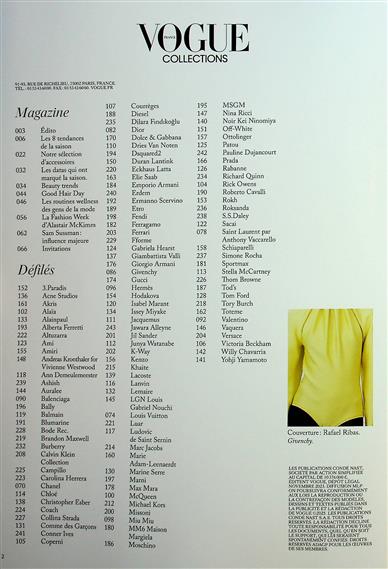Vogue Collections Inhaltsverzeichnis