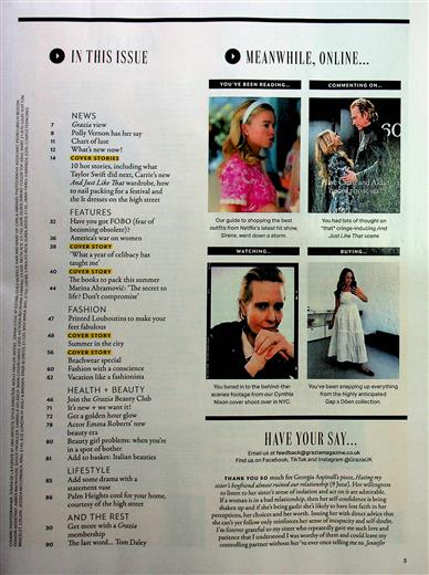 Grazia (UK) Inhaltsverzeichnis