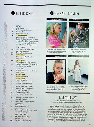 Grazia (UK) Inhaltsverzeichnis