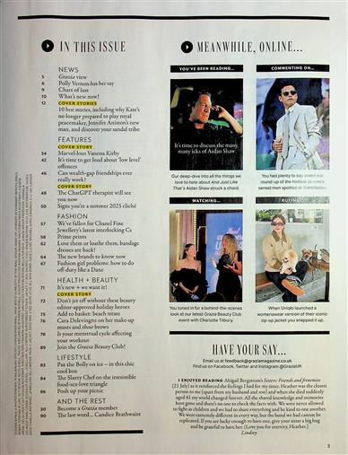 Grazia (UK) Inhaltsverzeichnis