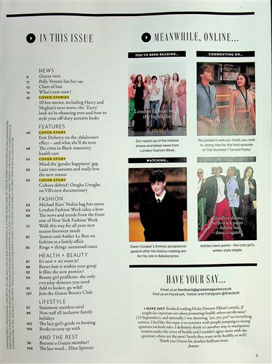Grazia (UK) Inhaltsverzeichnis