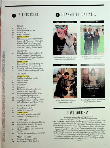 Grazia (UK) Inhaltsverzeichnis