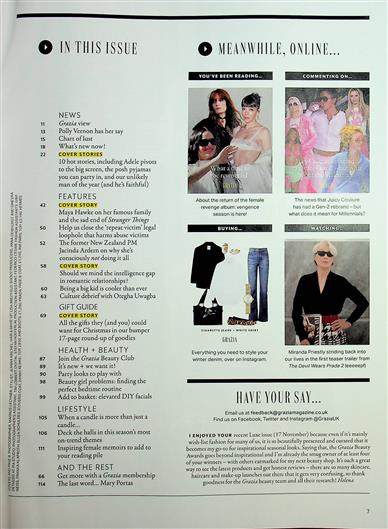 Grazia (UK) Inhaltsverzeichnis