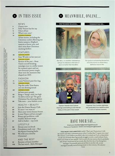 Grazia (UK) Inhaltsverzeichnis