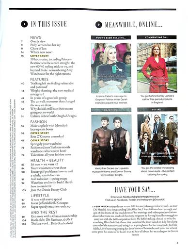 Grazia (UK) Inhaltsverzeichnis