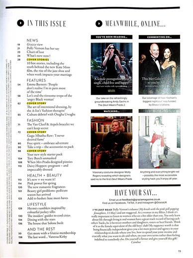 Grazia (UK) Inhaltsverzeichnis