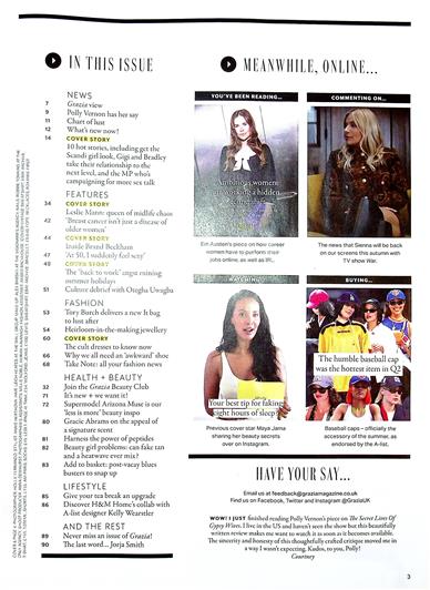 Grazia (UK) Inhaltsverzeichnis