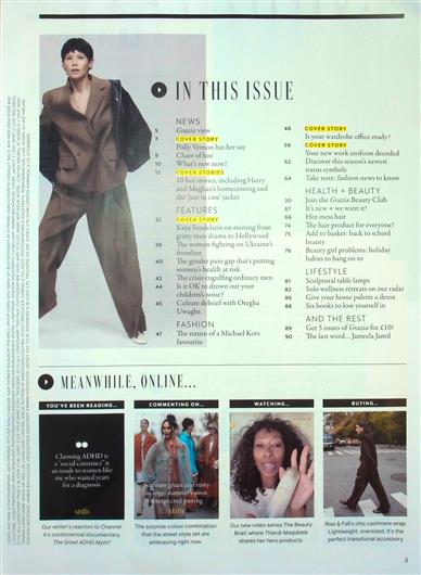 Grazia (UK) Inhaltsverzeichnis