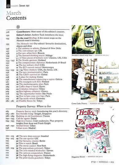 Monocle Inhaltsverzeichnis