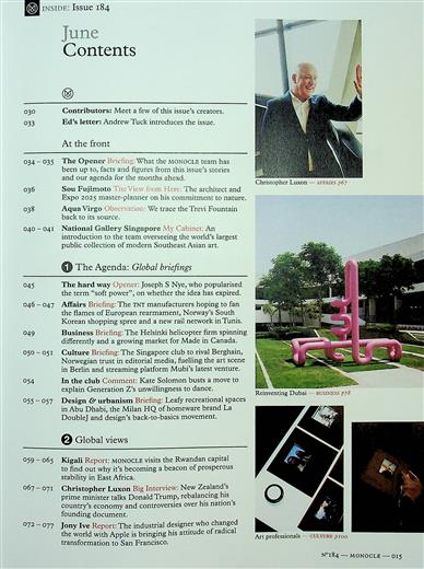 Monocle Inhaltsverzeichnis