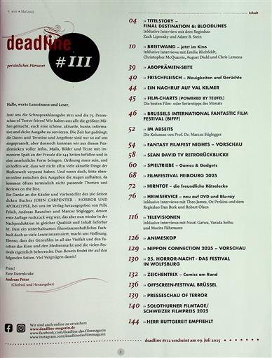 deadline Inhaltsverzeichnis