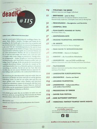 deadline Inhaltsverzeichnis