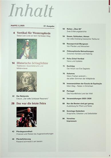 Piaffe Inhaltsverzeichnis