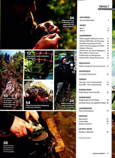 Survival Magazin Inhaltsverzeichnis