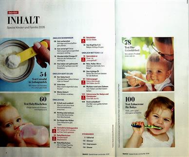 Öko-Test Spezial Mein Baby Inhaltsverzeichnis