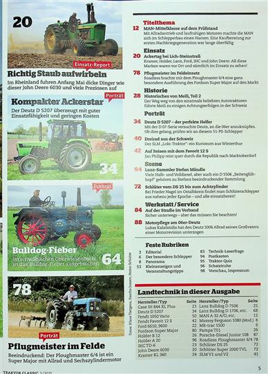 Traktor Classic Inhaltsverzeichnis