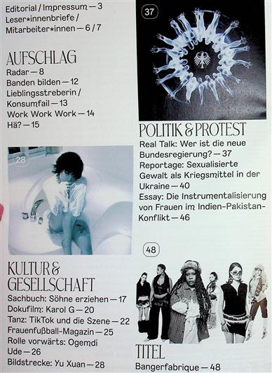 Missy Magazine Inhaltsverzeichnis