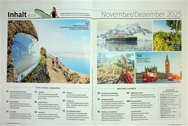 ADAC Reisemagazin Inhaltsverzeichnis