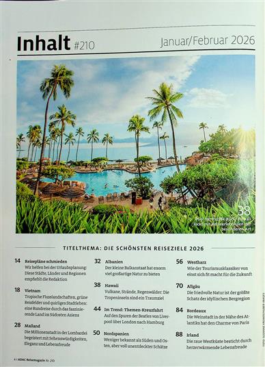 ADAC Reisemagazin Inhaltsverzeichnis