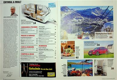 Camping Cars + Caravans Inhaltsverzeichnis