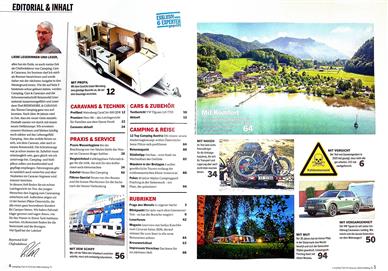 Camping Cars + Caravans Inhaltsverzeichnis