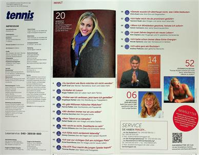tennis magazin Inhaltsverzeichnis