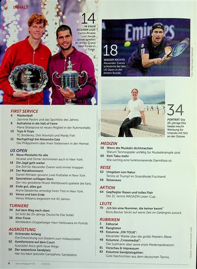 tennis magazin Inhaltsverzeichnis