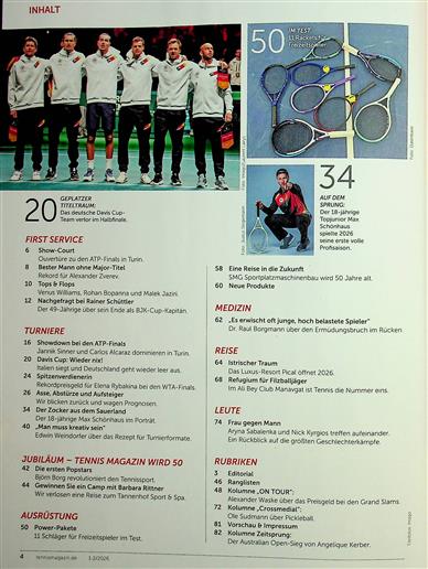 tennis magazin Inhaltsverzeichnis