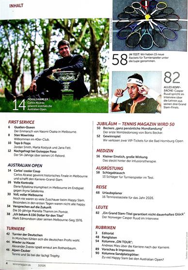 tennis magazin Inhaltsverzeichnis