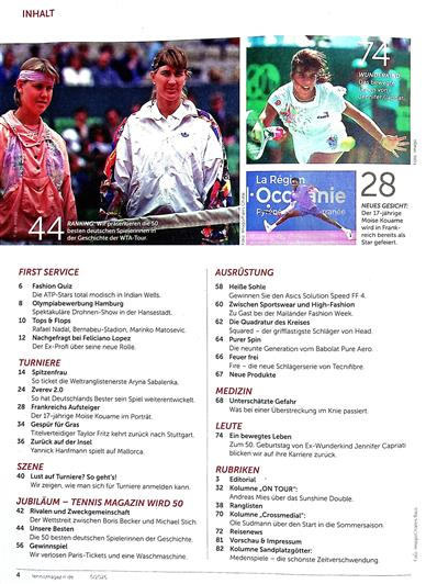tennis magazin Inhaltsverzeichnis