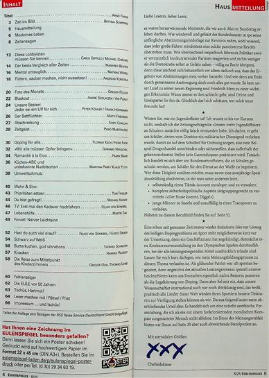 Eulenspiegel Inhaltsverzeichnis