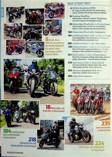 Motorrad Katalog Inhaltsverzeichnis