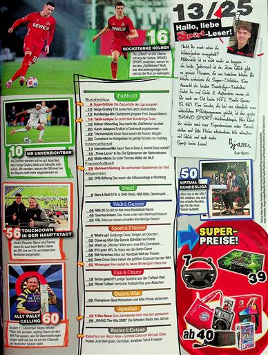 BRAVO Sport Inhaltsverzeichnis