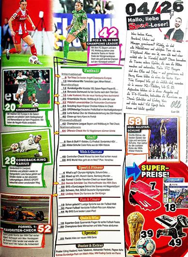 BRAVO Sport Inhaltsverzeichnis