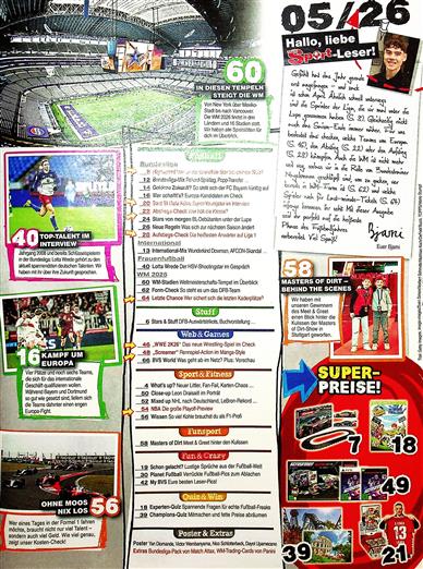 BRAVO Sport Inhaltsverzeichnis