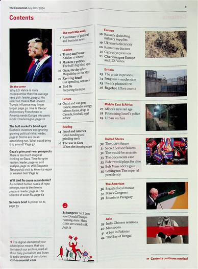 The Economist Inhaltsverzeichnis