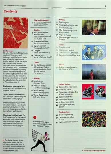 The Economist Inhaltsverzeichnis