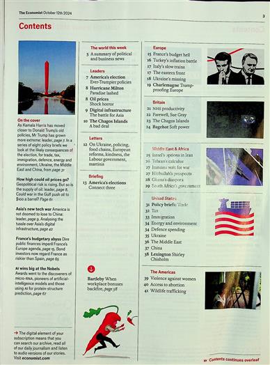 The Economist Inhaltsverzeichnis