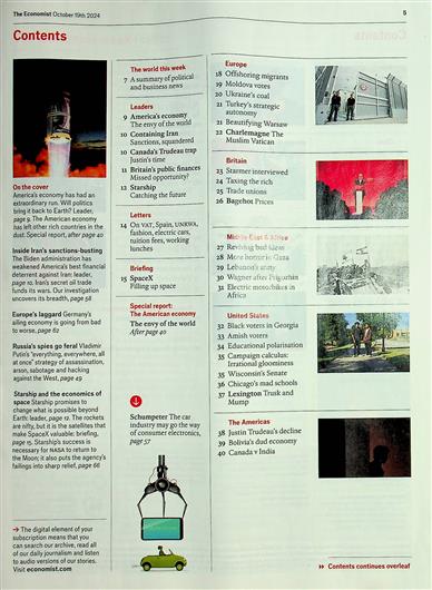 The Economist Inhaltsverzeichnis