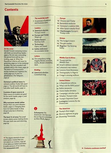 The Economist Inhaltsverzeichnis