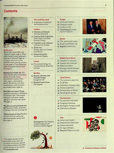 The Economist Inhaltsverzeichnis