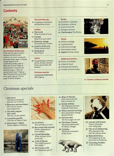 The Economist Inhaltsverzeichnis