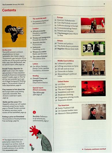 The Economist Inhaltsverzeichnis