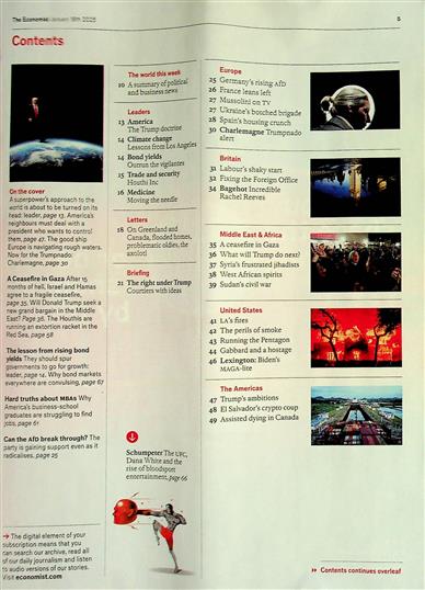 The Economist Inhaltsverzeichnis
