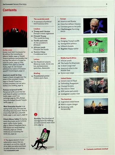The Economist Inhaltsverzeichnis