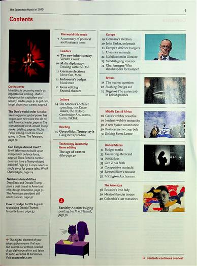 The Economist Inhaltsverzeichnis