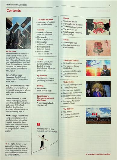 Economist Inhaltsverzeichnis