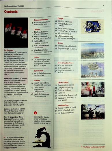 The Economist Inhaltsverzeichnis